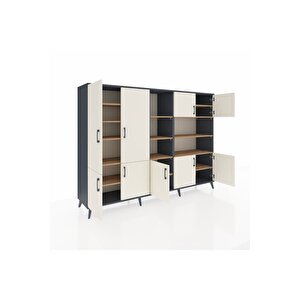 Hyperion Dolap 14 Raflı 9 Kapaklı 220x44x163 Antrasit-aytaşı/çam