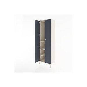 Hyperion Dolap 3 Raflı 2 Kapaklı Tek Askılı 60x44x195 Aytaşı-antrasit