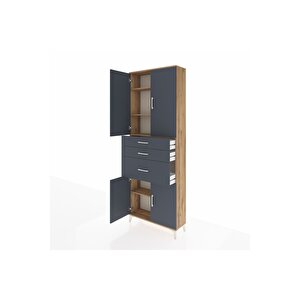 Arges Dolap 4 Raflı 3 Çekmeceli 4 Kapaklı 88x30x243 Çam-antrasit