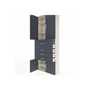 Arges Dolap 4 Raflı 4 Çekmeceli 4 Kapaklı 88x30x243 Aytaşı-antrasit