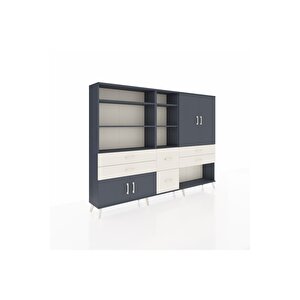 Arges Dolap 10 Raflı 6 Çekmeceli 4 Kapaklı 220x30x163 Antrasit-antrasit/aytaşı