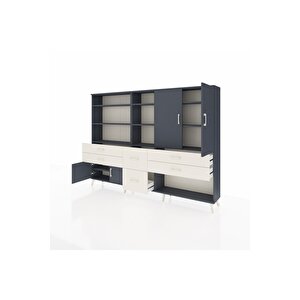 Arges Dolap 10 Raflı 6 Çekmeceli 4 Kapaklı 220x30x163 Antrasit-antrasit/aytaşı