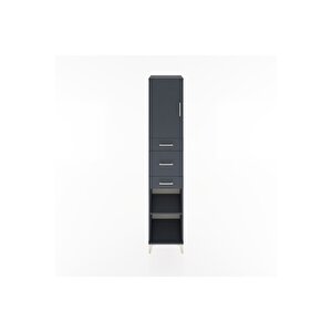 Hyperion Dolap 3 Raflı 3 Çekmeceli Tek Kapaklı 44x44x221 Antrasit-antrasit