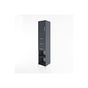 Hyperion Dolap 3 Raflı 3 Çekmeceli Tek Kapaklı 44x44x221 Antrasit-antrasit