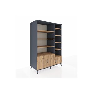 Kronos Dolap 10 Raflı 3 Kapaklı 132x59x195 Antrasit-çam/çam