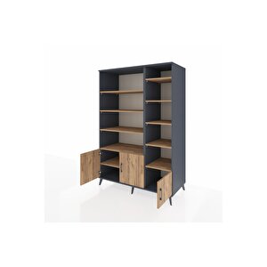 Kronos Dolap 10 Raflı 3 Kapaklı 132x59x195 Antrasit-çam/çam