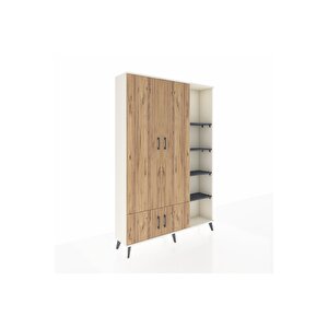 Arges Dolap 6 Raflı 4 Kapaklı Tek Askılı 132x30x195 Aytaşı-çam/antrasit