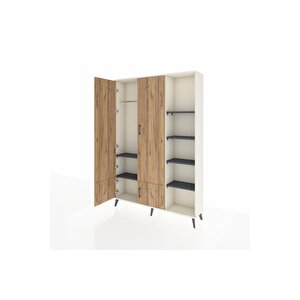 Arges Dolap 6 Raflı 4 Kapaklı Tek Askılı 132x30x195 Aytaşı-çam/antrasit