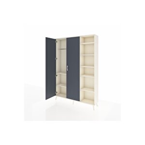 Arges Dolap 7 Raflı 2 Kapaklı Tek Askılı 132x30x195 Aytaşı-antrasit/aytaşı