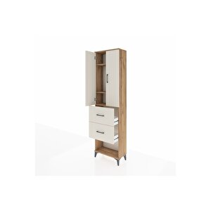 Arges Dolap 3 Raflı 2 Çekmeceli 2 Kapaklı 60x30x221 Çam-aytaşı
