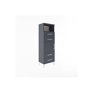 Arges Dolap 2 Raflı 4 Çekmeceli Tek Kapaklı 44x30x134 Antrasit-antrasit