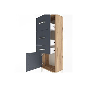 Arges Dolap 3 Çekmeceli Tek Kapaklı 44x30x134 Çam-antrasit