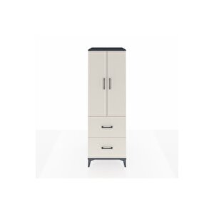 Kronos Dolap 3 Raflı 2 Çekmeceli 2 Kapaklı 60x59x182 Antrasit-aytaşı