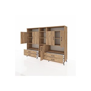 Hyperion Dolap 12 Raflı 4 Çekmeceli 5 Kapaklı 220x44x163 Çam-çam