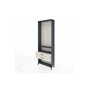 Arges Dolap 2 Raflı 2 Çekmeceli Tek Askılı 88x30x243 Antrasit-aytaşı