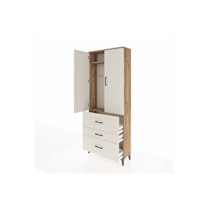 Arges Dolap 2 Raflı 3 Çekmeceli Tek Askılı 88x30x221 Çam-aytaşı