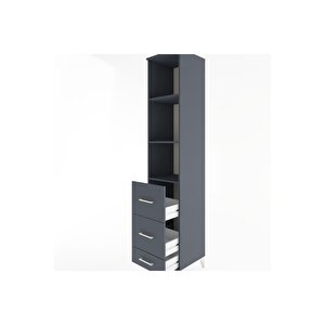 Hyperion Dolap 3 Raflı 3 Çekmeceli 44x44x221 Antrasit-antrasit
