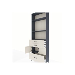 Arges Dolap 4 Raflı 3 Çekmeceli 2 Kapaklı 88x30x243 Antrasit-aytaşı