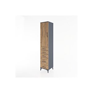 Hyperion Dolap 2 Raflı 5 Çekmeceli Tek Askılı 44x44x221 Antrasit-çam