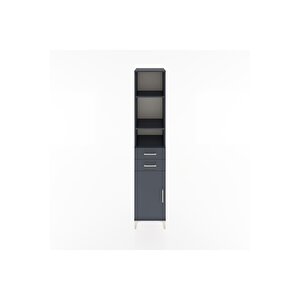 Hyperion Dolap 4 Raflı 2 Çekmeceli Tek Kapaklı 44x44x221 Antrasit-antrasit