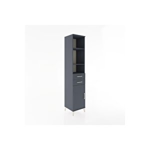 Hyperion Dolap 4 Raflı 2 Çekmeceli Tek Kapaklı 44x44x221 Antrasit-antrasit
