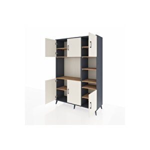 Hyperion Dolap 10 Raflı 6 Kapaklı 132x44x195 Antrasit-aytaşı/çam