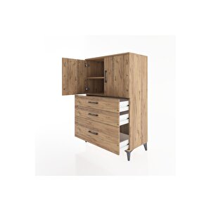 Hyperion Dolap 2 Raflı 3 Çekmeceli 2 Kapaklı 88x44x134 Çam-çam