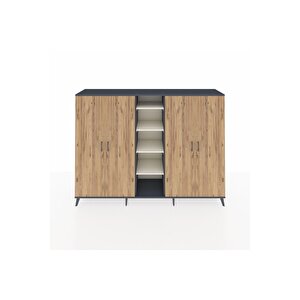 Hyperion Dolap 12 Raflı 4 Kapaklı 220x44x163 Antrasit-çam/aytaşı