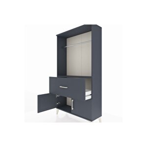 Arges Dolap Tek Raflı Tek Çekmeceli Tek Askılı 88x30x163 Antrasit-antrasit