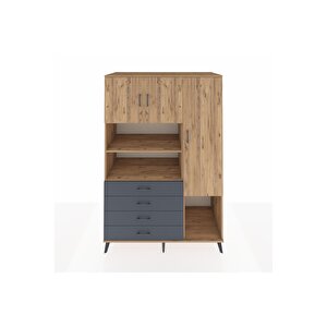 Kronos Dolap 8 Raflı 4 Çekmeceli 3 Kapaklı 132x59x195 Çam-çam/antrasit