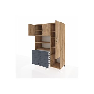 Kronos Dolap 8 Raflı 4 Çekmeceli 3 Kapaklı 132x59x195 Çam-çam/antrasit