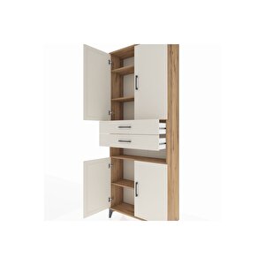Arges Dolap 5 Raflı 2 Çekmeceli 4 Kapaklı 88x30x221 Çam-aytaşı