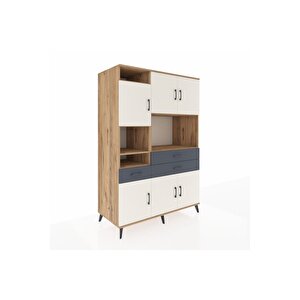 Kronos Dolap 9 Raflı 3 Çekmeceli 6 Kapaklı 132x59x195 Çam-aytaşı/antrasit