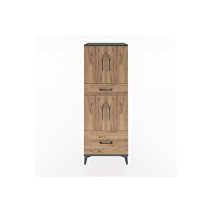 Hyperion Dolap 2 Raflı 2 Çekmeceli 4 Kapaklı 60x44x163 Antrasit-çam