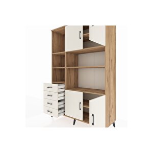 Hyperion Gardrop 8 Raflı 4 Çekmeceli 4 Kapaklı 132x44x195 Çam-aytaşı