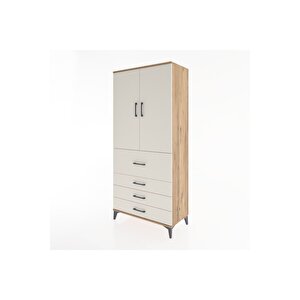 Hyperion Dolap 3 Raflı 4 Çekmeceli 2 Kapaklı 88x44x195 Çam-aytaşı