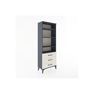 Arges Dolap 4 Raflı 3 Çekmeceli 60x30x163 Antrasit-aytaşı