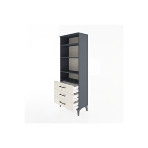 Arges Dolap 4 Raflı 3 Çekmeceli 60x30x163 Antrasit-aytaşı