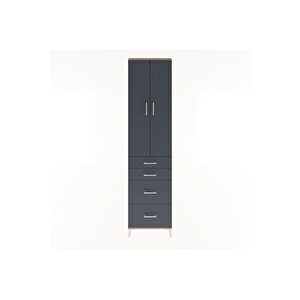 Arges Dolap 4 Raflı 4 Çekmeceli 2 Kapaklı 60x30x243 Çam-antrasit