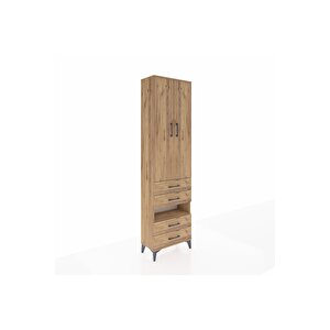 Arges Dolap 4 Raflı 4 Çekmeceli 2 Kapaklı 60x30x221 Çam-çam