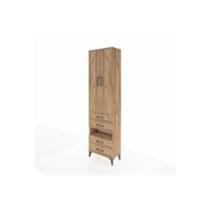 Arges Dolap 4 Raflı 4 Çekmeceli 2 Kapaklı 60x30x221 Çam-çam