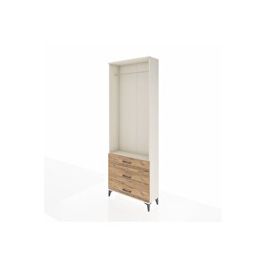 Arges Dolap Tek Raflı 3 Çekmeceli Tek Askılı 88x30x243 Aytaşı-çam