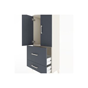 Hyperion Dolap Tek Raflı 2 Çekmeceli 2 Kapaklı 60x44x134 Aytaşı-antrasit