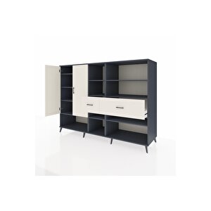 Kronos Dolap 10 Raflı 2 Çekmeceli 2 Kapaklı 220x59x163 Antrasit-aytaşı