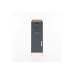 Hyperion Dolap 3 Çekmeceli Tek Kapaklı 44x44x134 Çam-antrasit
