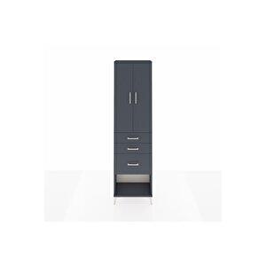 Arges Dolap 2 Raflı 3 Çekmeceli Tek Askılı 60x30x221 Antrasit-antrasit