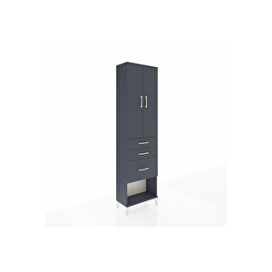 Arges Dolap 2 Raflı 3 Çekmeceli Tek Askılı 60x30x221 Antrasit-antrasit