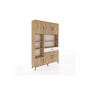 Arges Dolap 10 Raflı Tek Çekmeceli 6 Kapaklı 132x30x195 Çam-çam/aytaşı