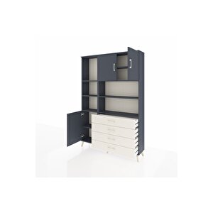 Arges Dolap 8 Raflı 4 Çekmeceli 3 Kapaklı 132x30x195 Antrasit-antrasit/aytaşı