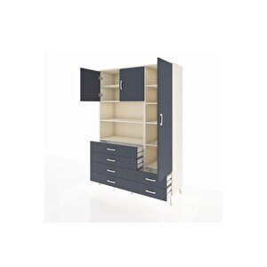 Hyperion Gardrop 9 Raflı 6 Çekmeceli 3 Kapaklı 132x44x195 Aytaşı-antrasit